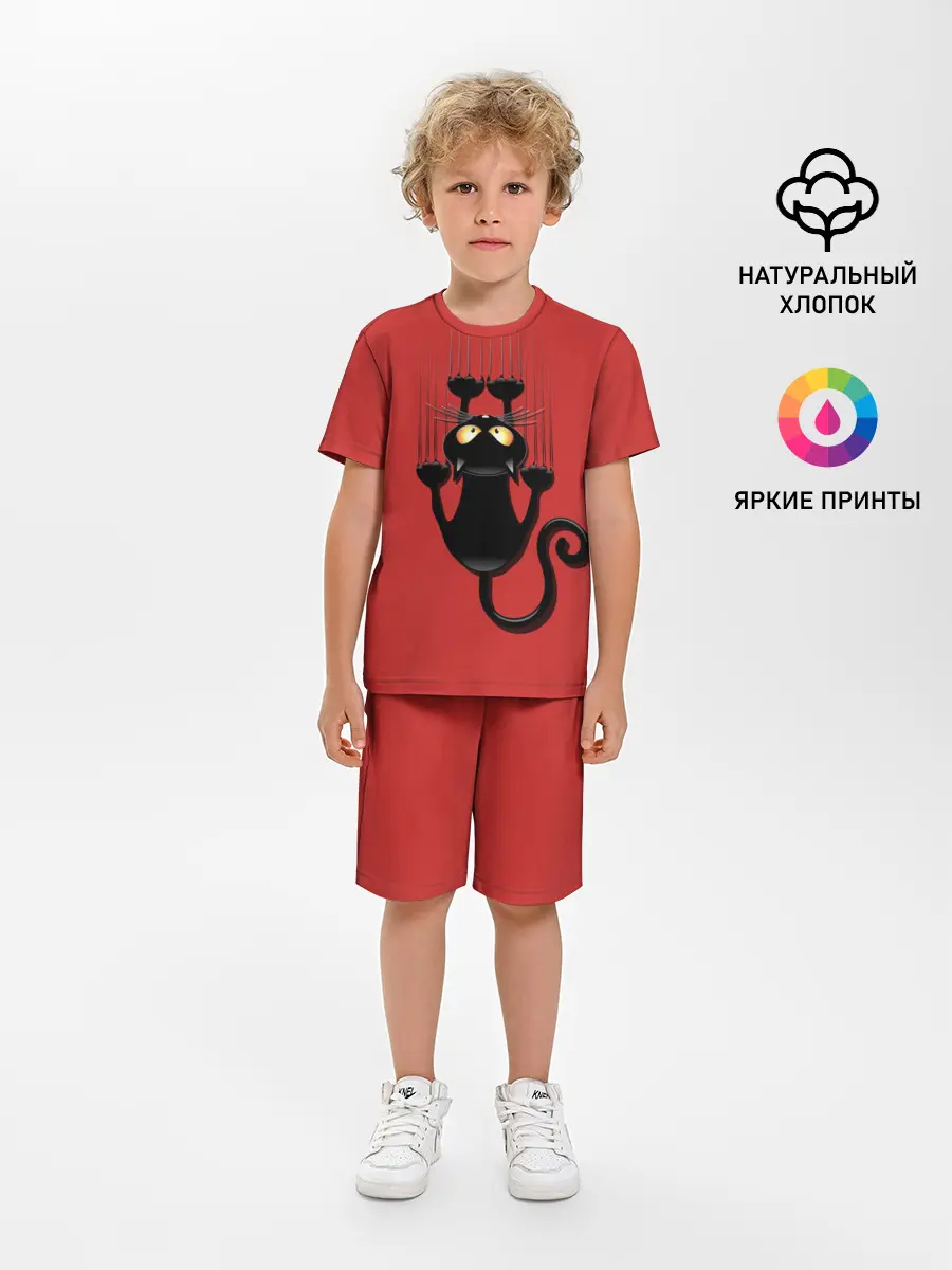 Детская пижама с шортами / Черный Кот