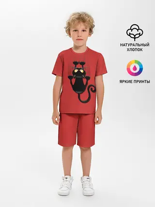Детская пижама с шортами / Черный Кот
