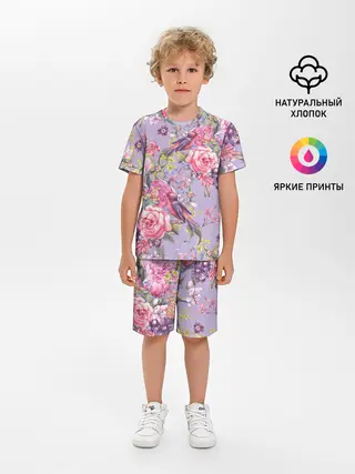 Детская пижама с шортами / Лилии и розы