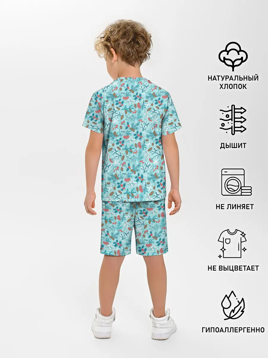 Детская пижама с шортами / Зимний Лесной Пейзаж