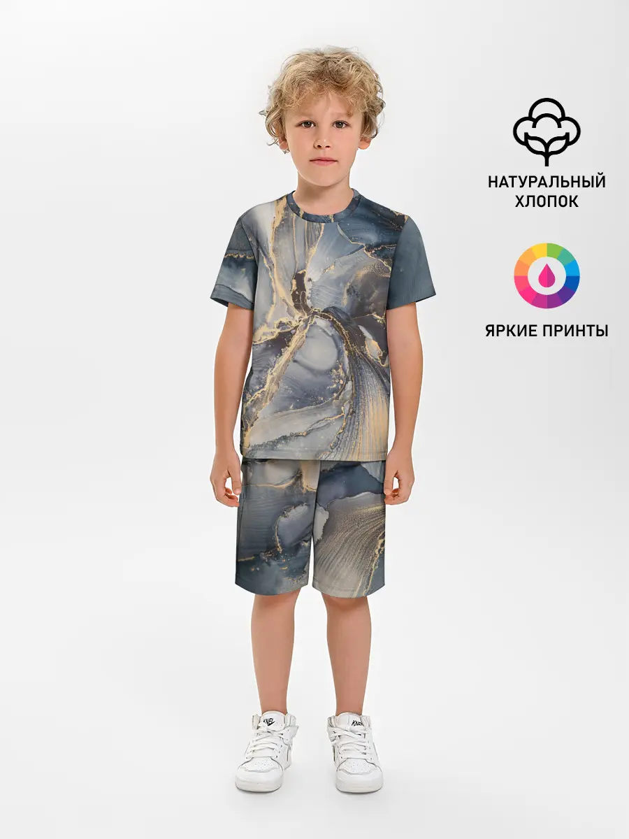 Детская пижама с шортами / Fluid art ink mix