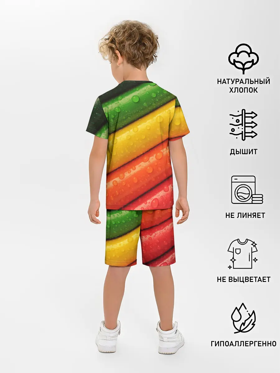 Детская пижама с шортами / Цветные линии