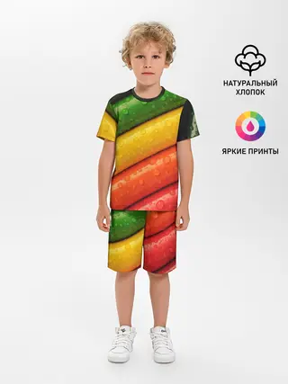 Детская пижама с шортами / Цветные линии
