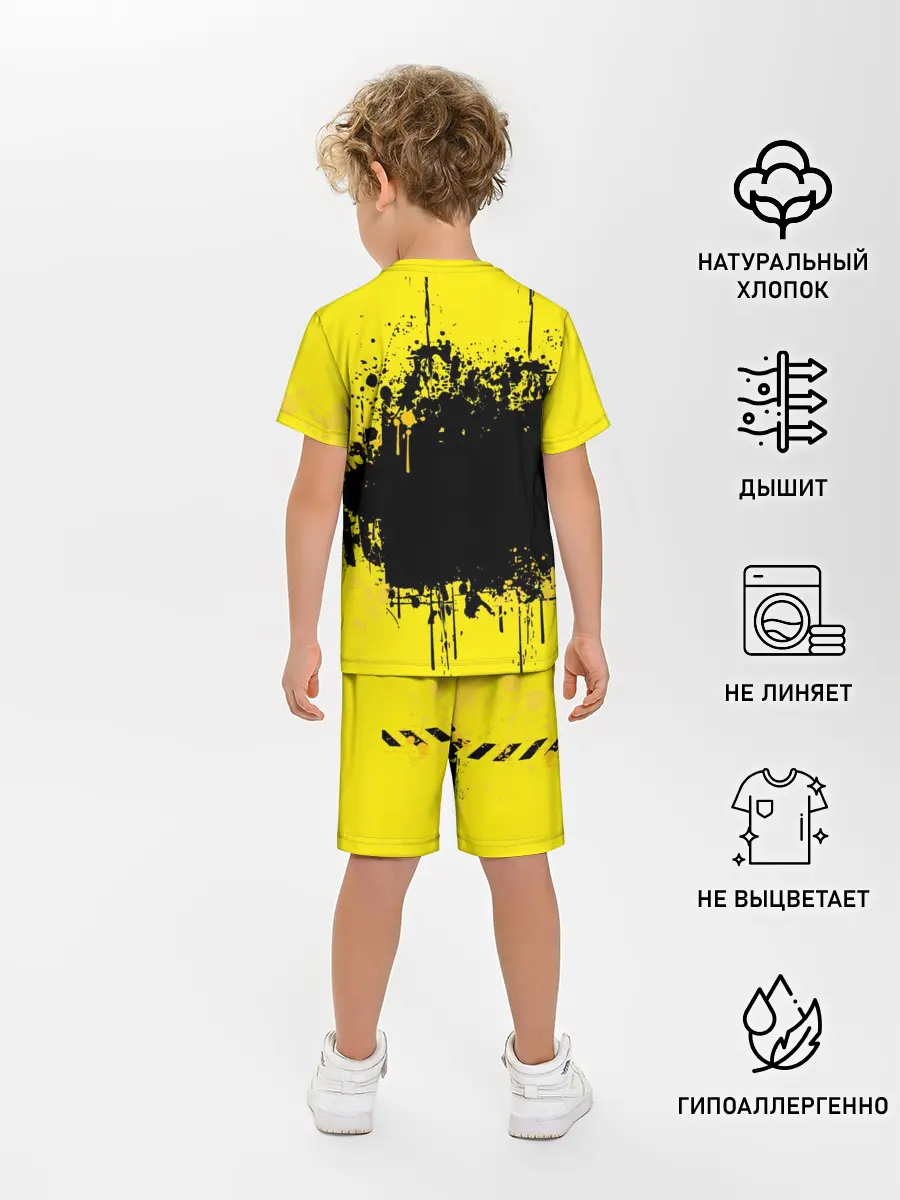 Детская пижама с шортами / веселое яйцо на черном фоне