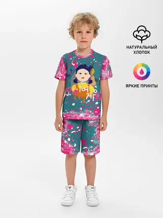 Детская пижама с шортами / ИГРА В КАЛЬМАРА SQUID GAME КУКЛА