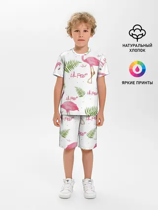 Детская пижама с шортами / Lil Peep pink flamingo
