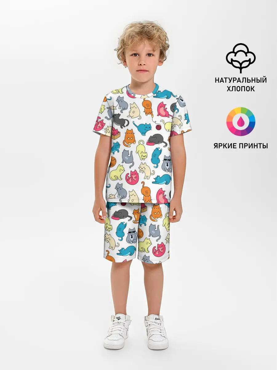 Детская пижама с шортами / Кошачья стая