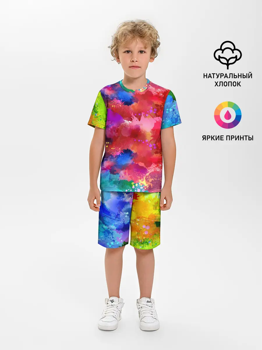 Детская пижама с шортами / Брызги красок