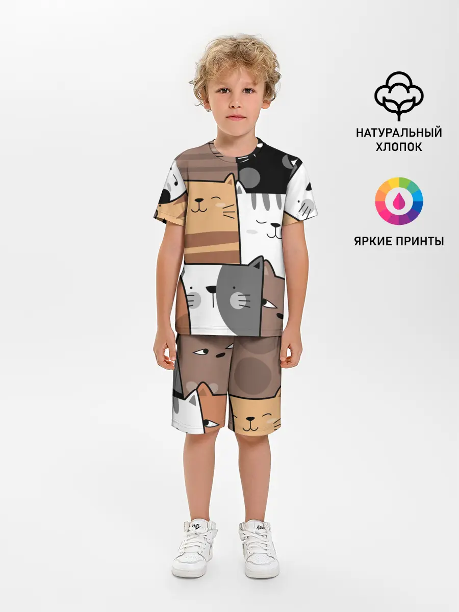 Детская пижама с шортами / КОТЕЙКИ | ПАТТЕРН