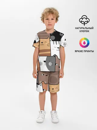 Детская пижама с шортами / КОТЕЙКИ | ПАТТЕРН