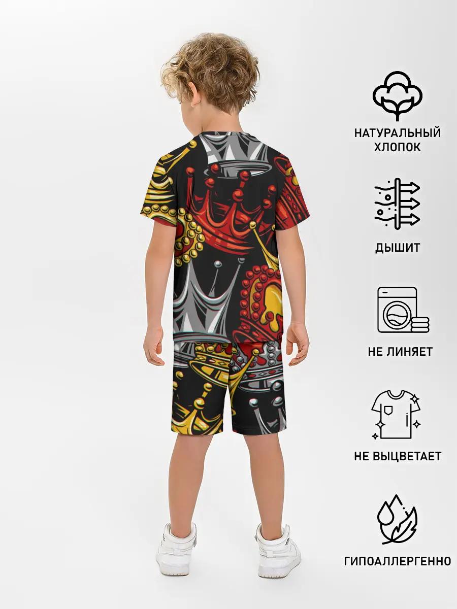 Детская пижама с шортами / КОРОЛЕВСКИЙ БАГРОВЫЙ 3D