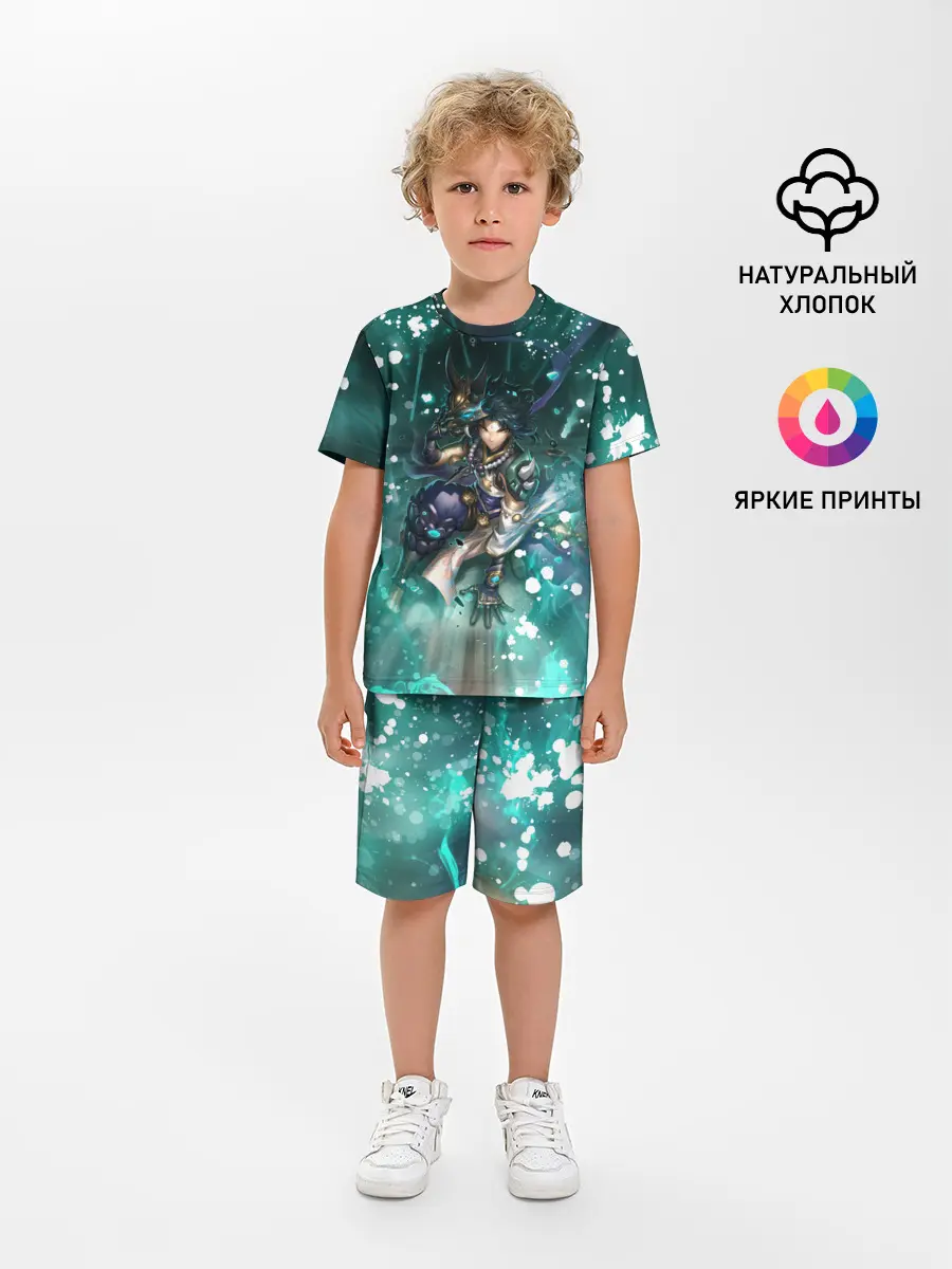 Детская пижама с шортами / Сяо | Геншин Импакт