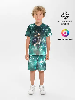 Детская пижама с шортами / Сяо | Геншин Импакт