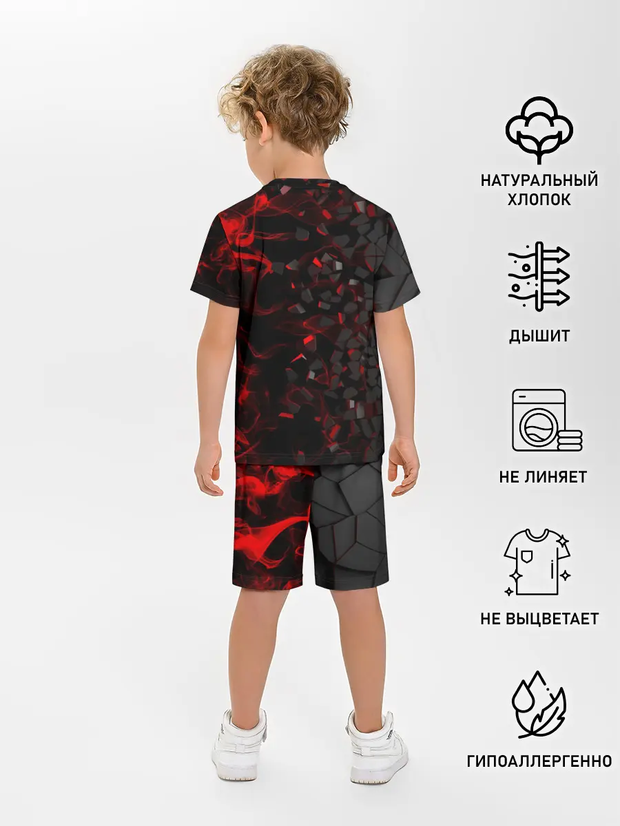 Детская пижама с шортами / 3Д Разлом | 3D Плиты и огонь