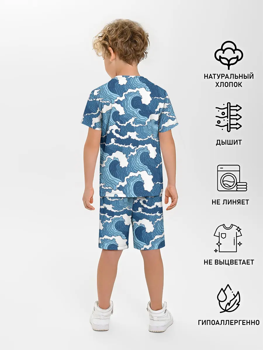 Детская пижама с шортами / Морские волны