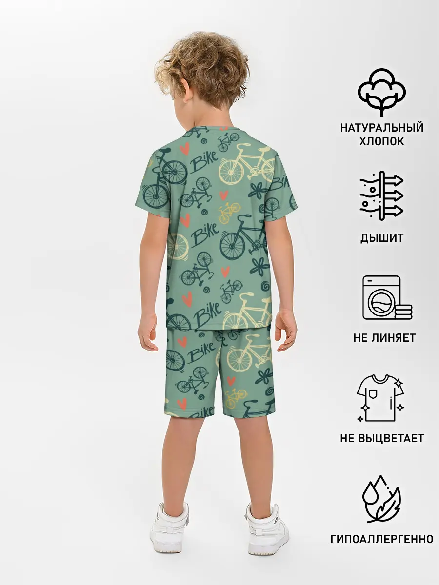 Детская пижама с шортами / Велосипед Текстура