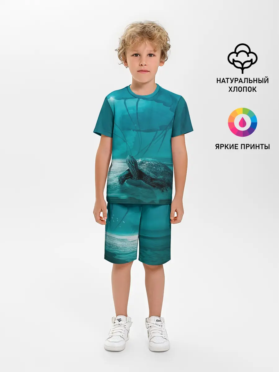 Детская пижама с шортами / Медуза и черепаха