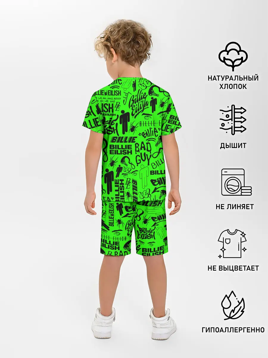 Детская пижама с шортами / BILLIE EILISH | БИЛЛИ АЙЛИШ LOGOBOMBING