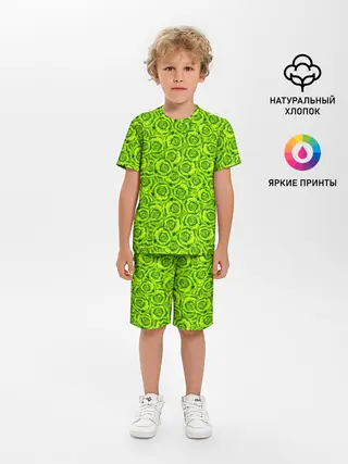 Детская пижама с шортами / Неоновый цветочный узор