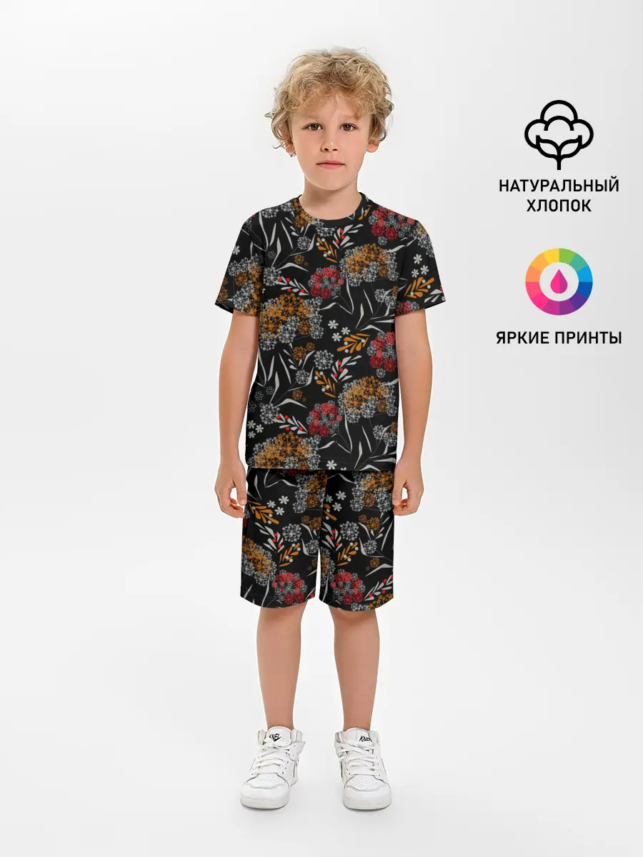 Детская пижама с шортами / Цветочный модный узор