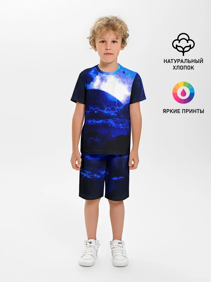 Детская пижама с шортами / Космический закат