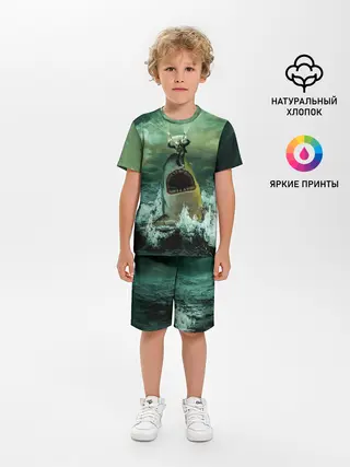 Детская пижама с шортами / Shark Attack | Акула атакует