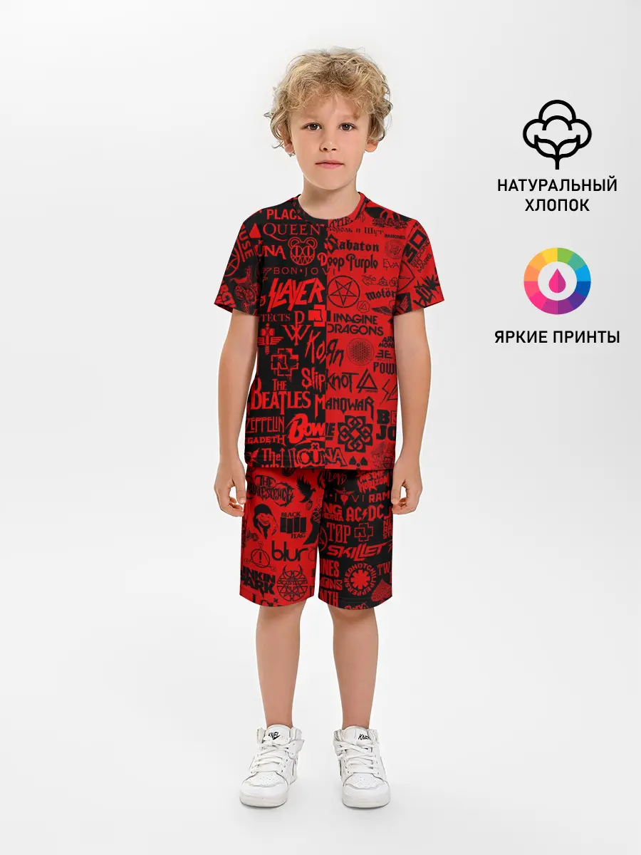 Детская пижама с шортами / ЛОГОТИПЫ РОК ГРУПП | ROCK
