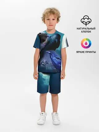 Детская пижама с шортами / Мистические вороны | Crows