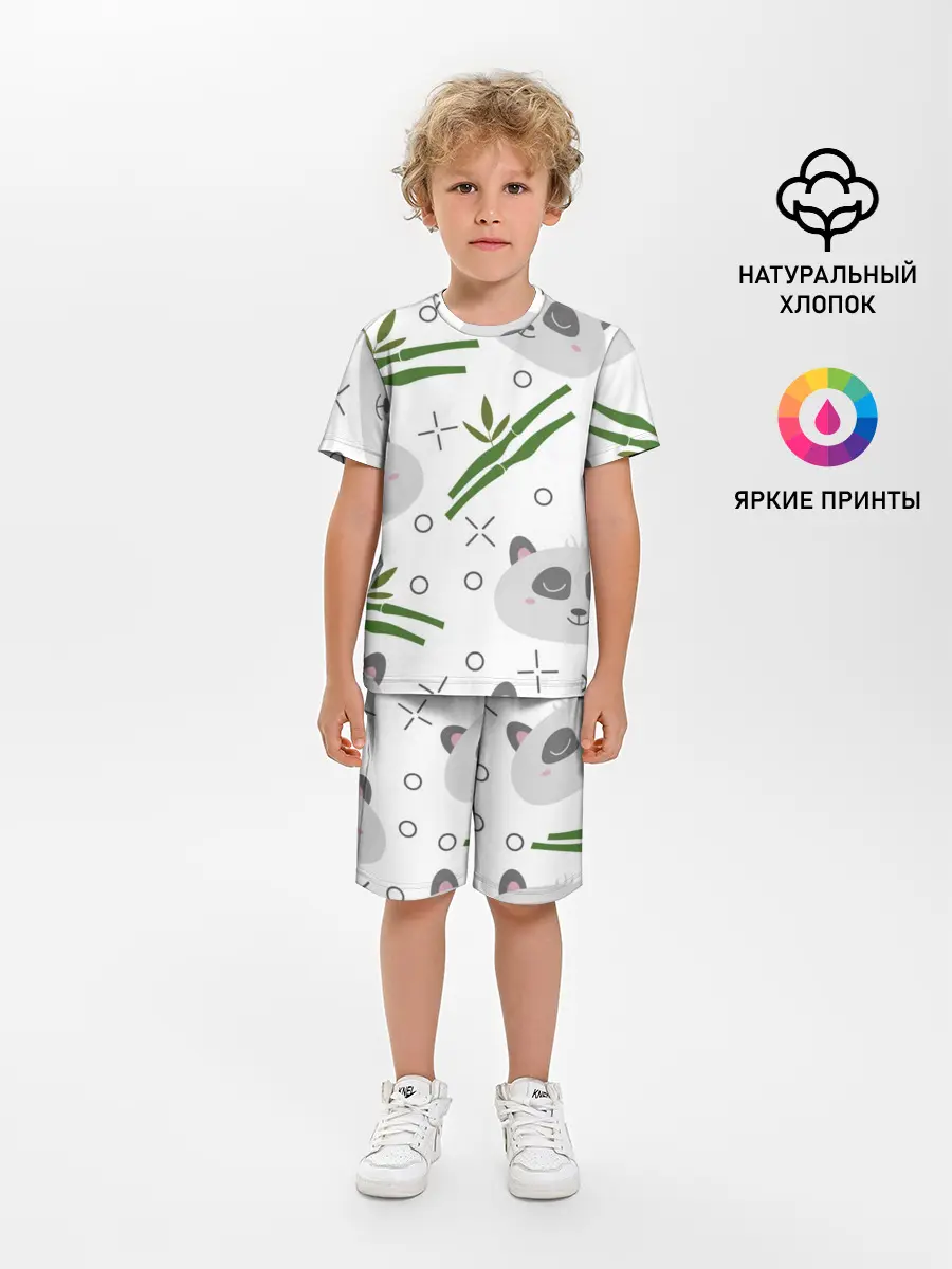 Детская пижама с шортами / Панда с бамбуком