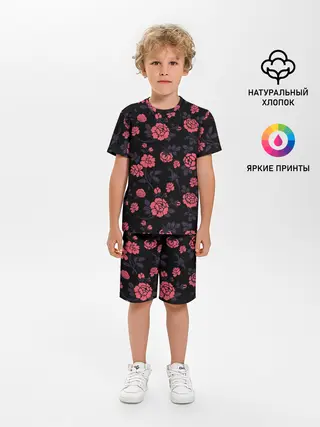 Детская пижама с шортами / Ночные розы