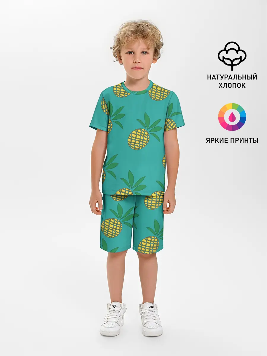 Детская пижама с шортами / Ананасы