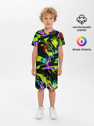 Детская пижама с шортами / Кислотное Граффити