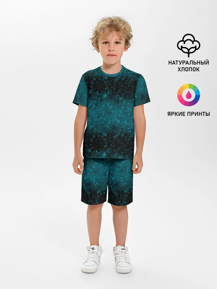 Детская пижама с шортами / Черно-синие блестки