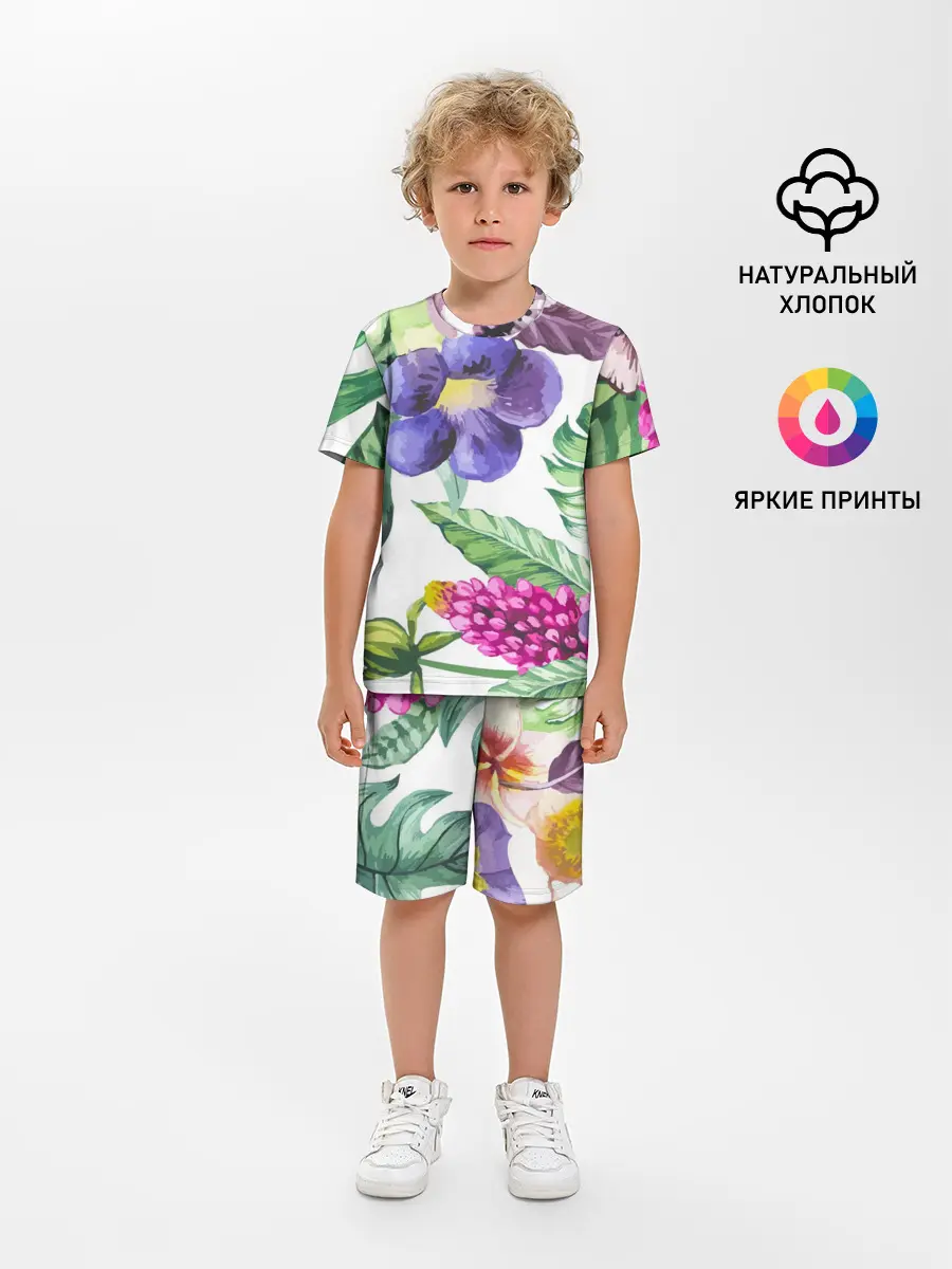 Детская пижама с шортами / Цветы