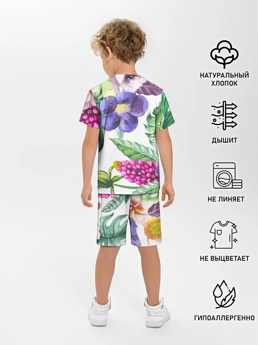 Детская пижама с шортами / Цветы