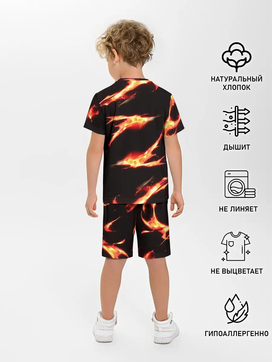 Детская пижама с шортами / Kimetsu no Yaiba пламенный узор
