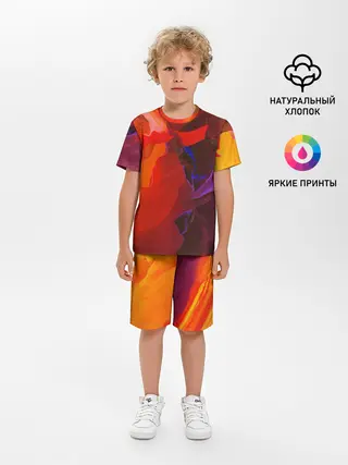 Детская пижама с шортами / Горная абстракция