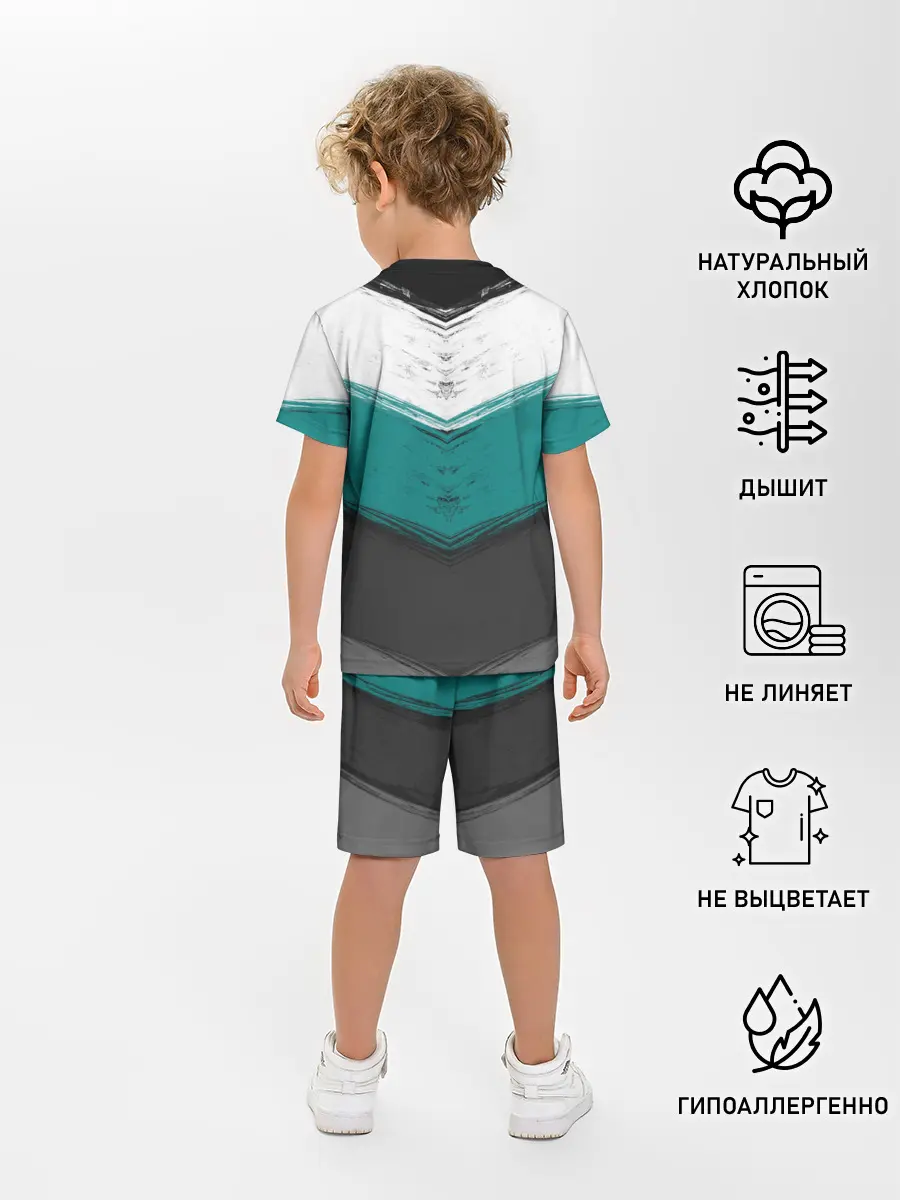 Детская пижама с шортами / Полосатый абстрактный принт