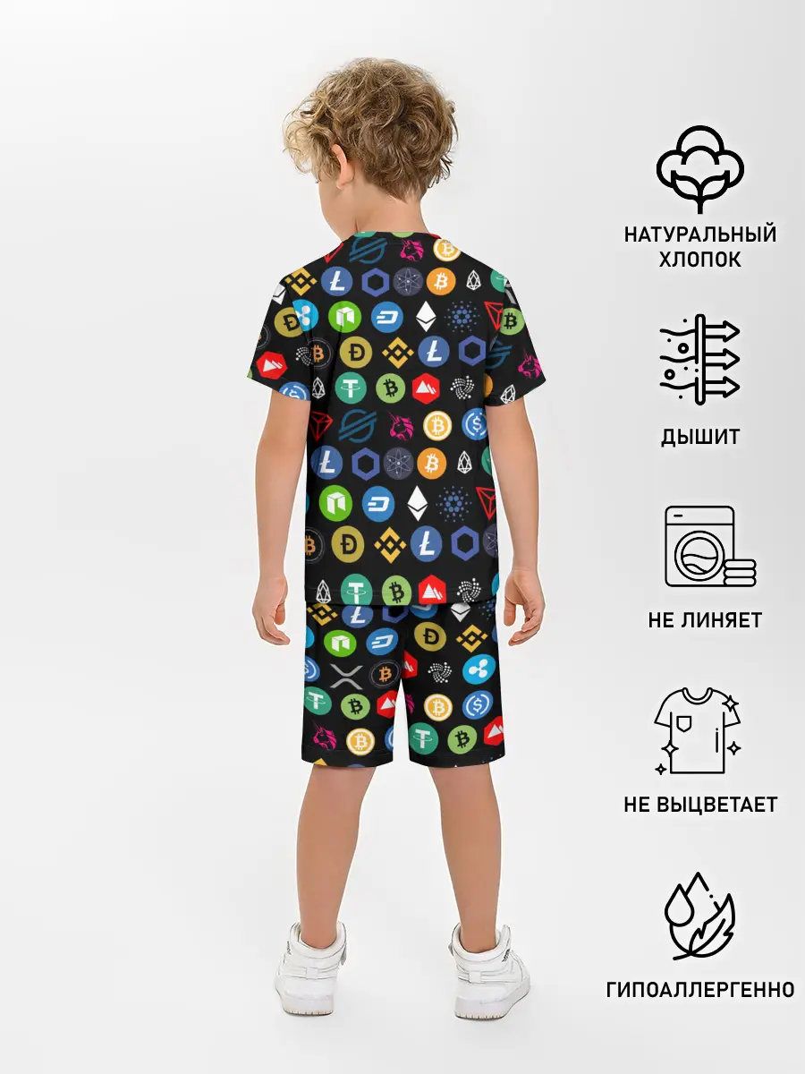 Детская пижама с шортами / ЛОГОТИПЫ КРИПТОВАЛЮТ | CRYPTOCURRENCIES