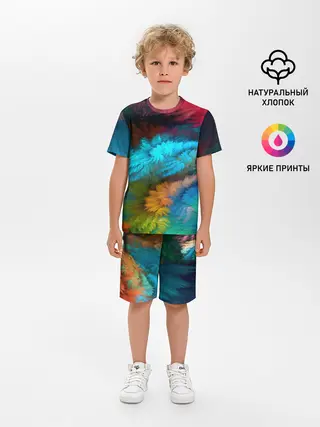 Детская пижама с шортами / Цветной дестрой