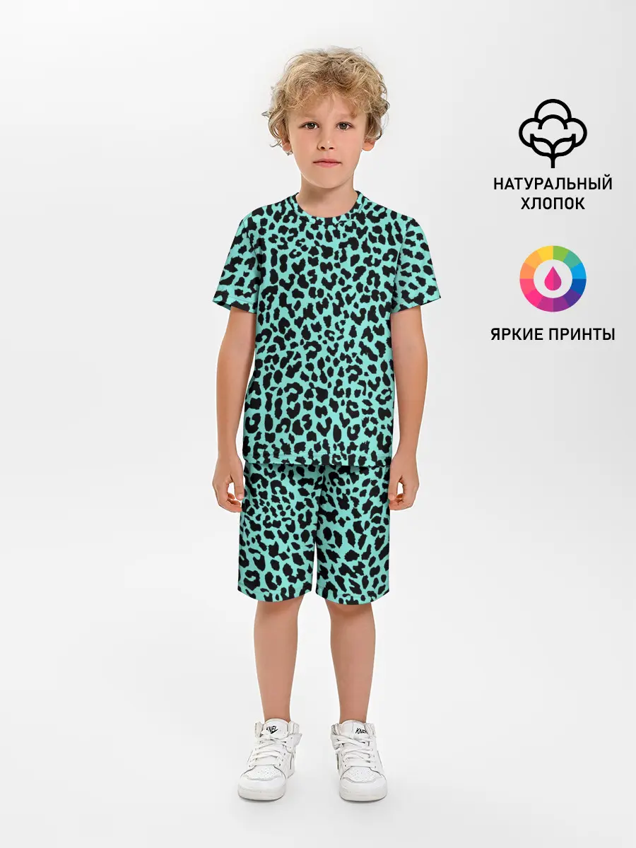 Детская пижама с шортами / ЛАЗУРНЫЙ ЛЕОПАРД