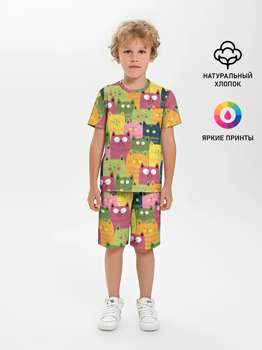 Детская пижама с шортами / Коты