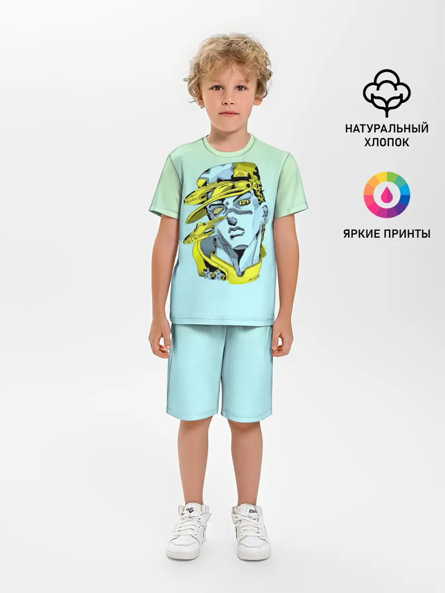 Детская пижама с шортами / Дзётаро кудзе бирюза
