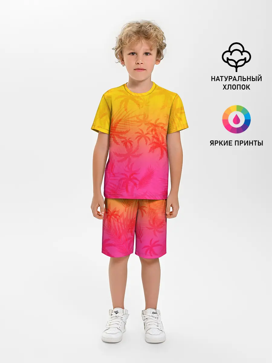 Детская пижама с шортами / РЕТРО ПАЛЬМЫ