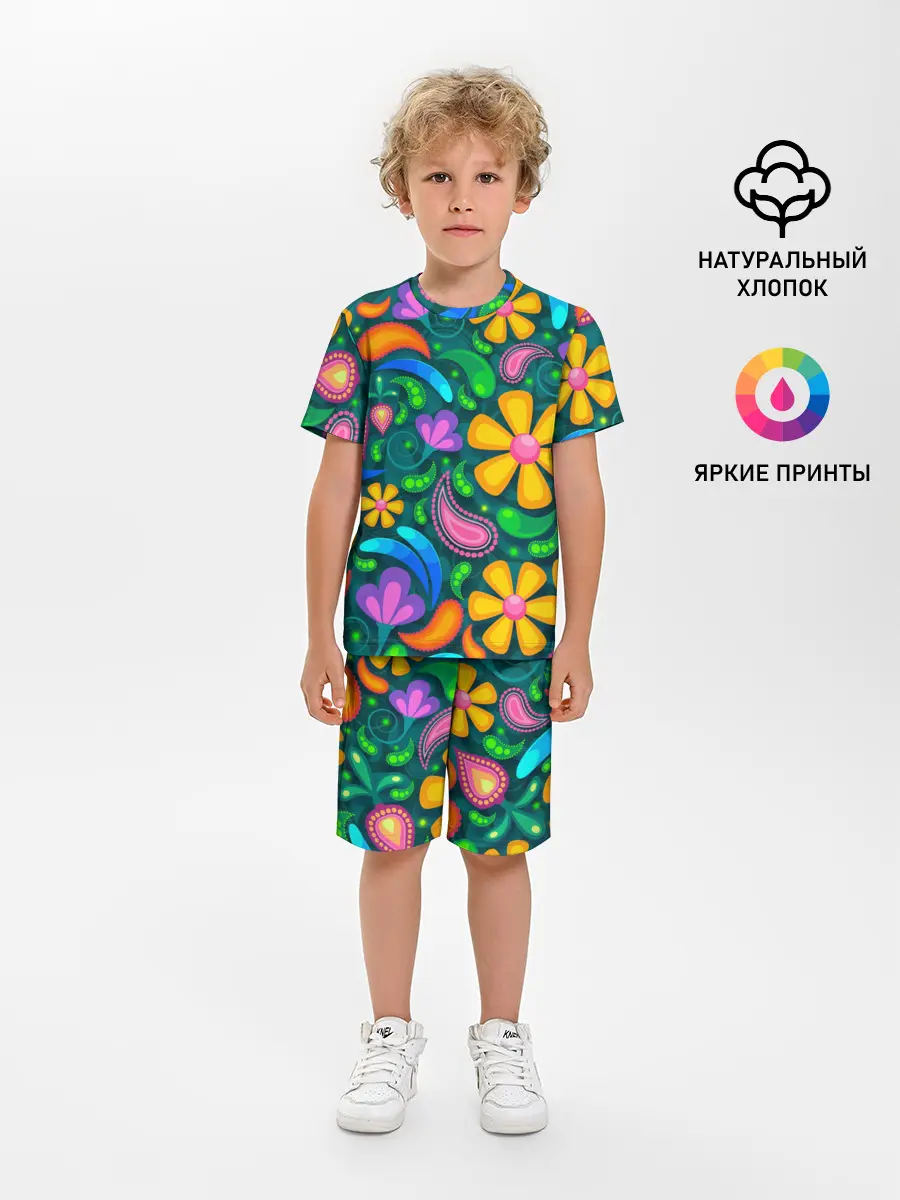 Детская пижама с шортами / ЯРКИЕ ЦВЕТЫ