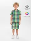 Детская пижама с шортами / Зеленый клетчатый узор