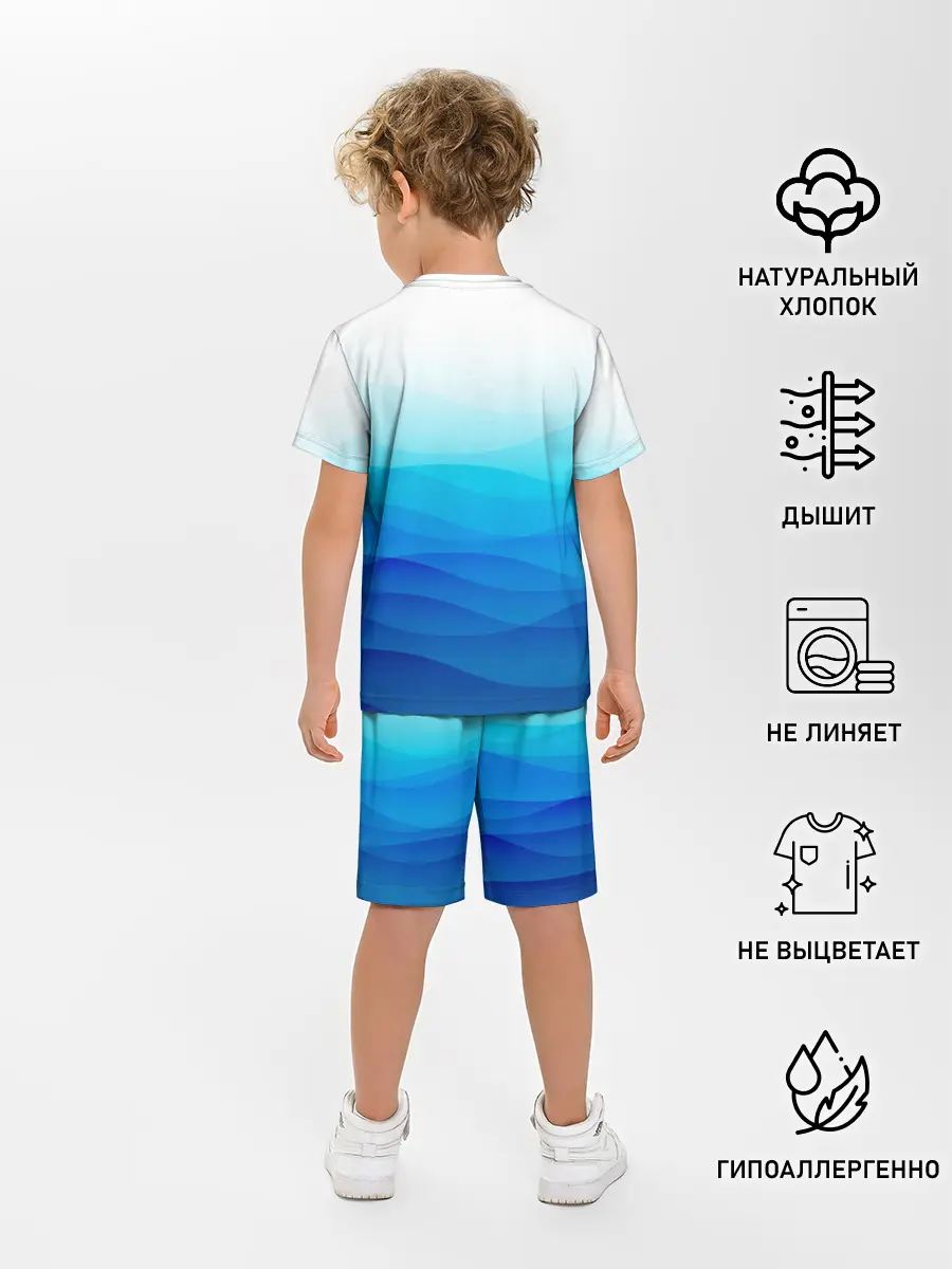 Детская пижама с шортами / Котик русалочка | Русалка с сердечком