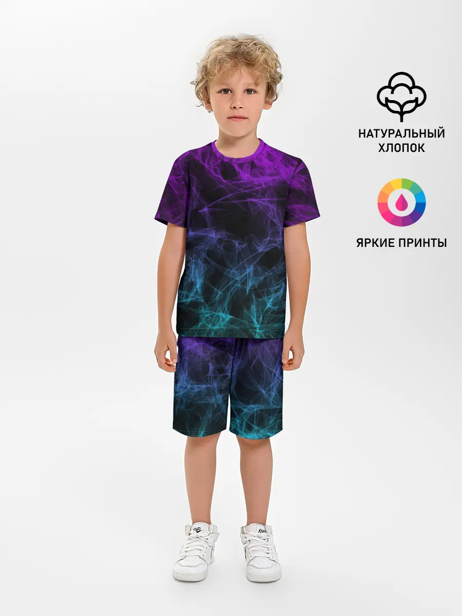 Детская пижама с шортами / NEON SMOKES STRIPES | НЕОНОВЫЕ ВОЛНЫ