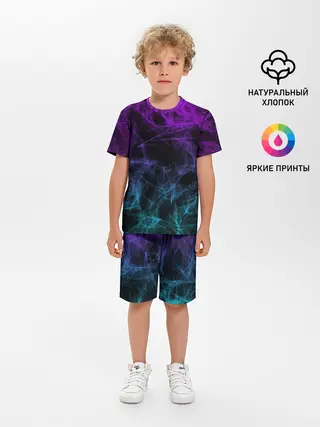 Детская пижама с шортами / NEON SMOKES STRIPES | НЕОНОВЫЕ ВОЛНЫ