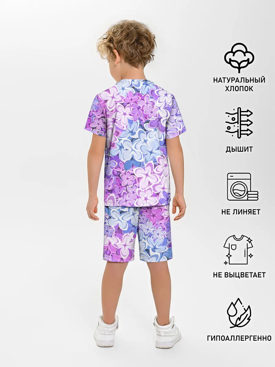 Детская пижама с шортами / СИРЕНЬ | ЦВЕТЫ | LILAC